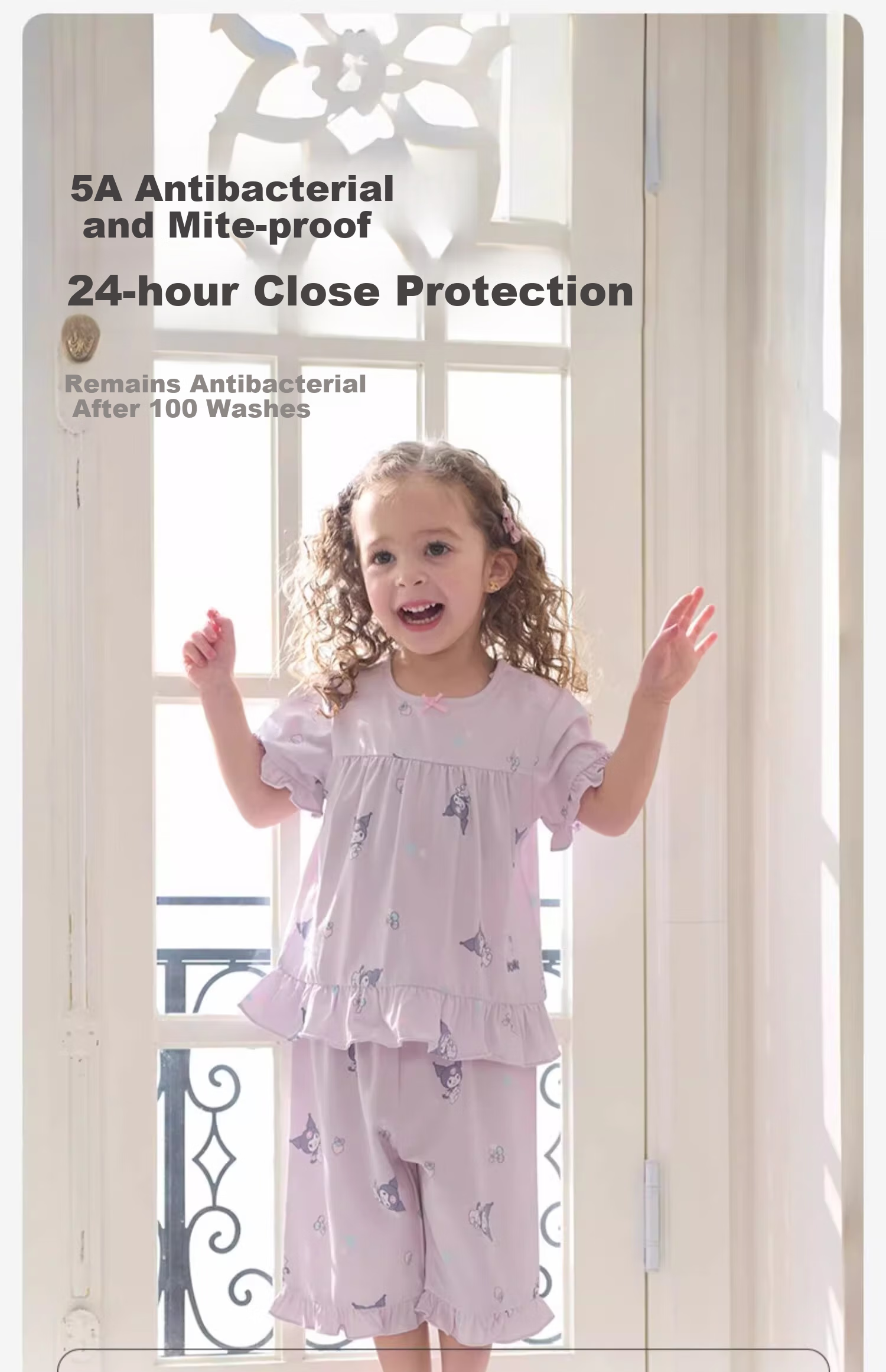 DAVE & BELLA Kuromi Collaboration Girls' Home Wear Set Summer Outfit for Older Children Antibacterial Pajamas 10