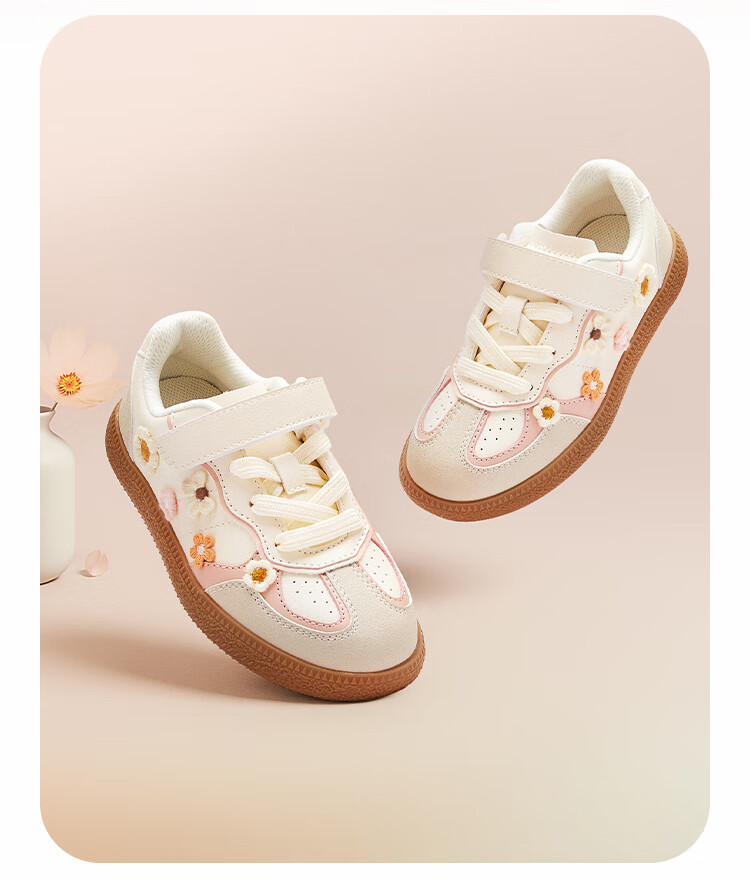 BALABALA Girls' Low-Top Sneakers, Children's Autumn New Style Non-Slip Shoes, Sweet Color-Block Design, Trendy And Cool 8