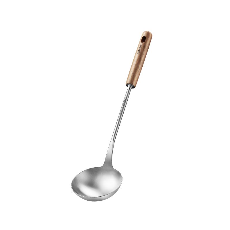 SUPOR Stainless Steel Soup Ladle with Ebony Wooden Handle, 316L Stainless Steel Mini Soup Ladle KLB30AW10