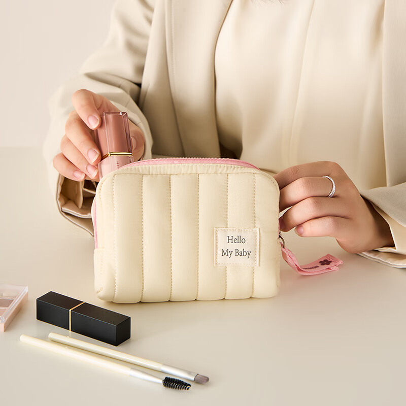 Bonayun Cosmetic Bag for Women, Portable Travel Mini Makeup Bag, Lipstick Organizer, High-End Storage Pouch, Simple Soft Shockproof