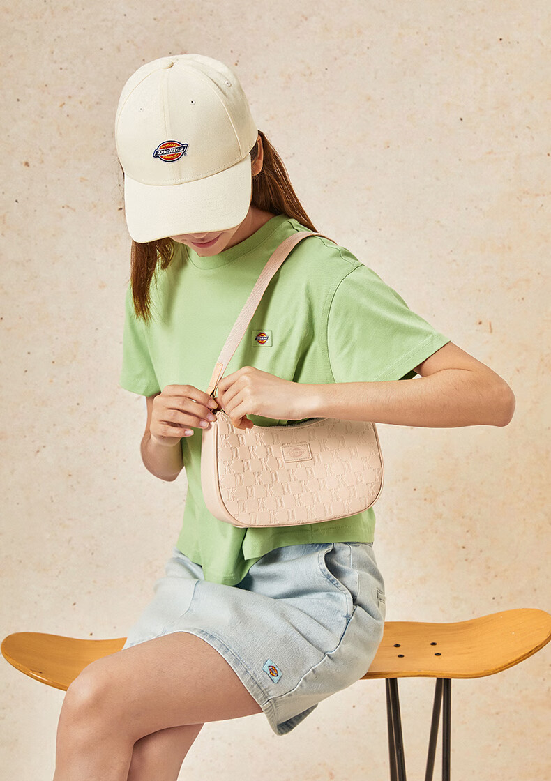 Dickies Women's Shoulder Bag Crossbody Bag Versatile Compact Monogram Print Handheld Underarm Bag Commuter Travel Small Bag Cream Almond White 13
