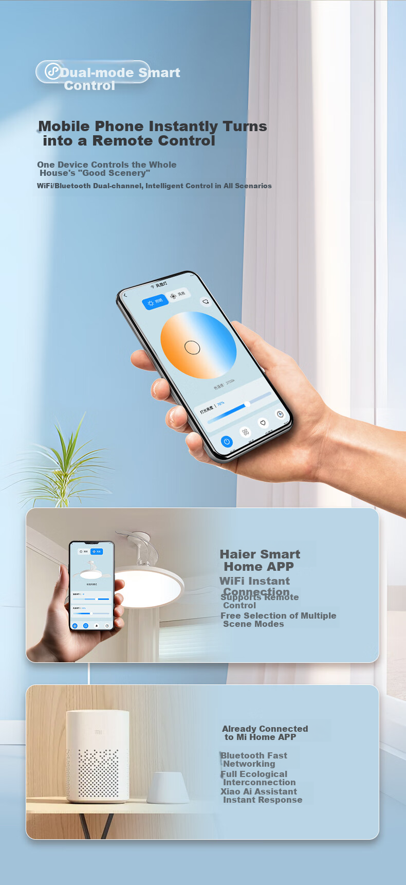 Haier Ceiling Fan Light, Invisible Simple Nordic Style, for Dining Room And Bedroom, Full Spectrum Ra97, 36-Inch Fan Light [Installation Included] 2