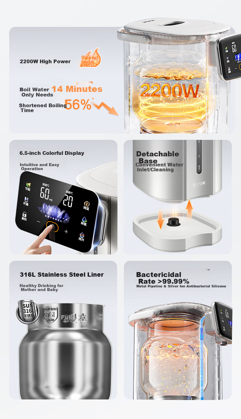 SUPOR Electric Water Kettle, Chlorine Removal Electric Water Kettle, 5L Large Capacity 316L Stainless Steel Water Bottle, Multi-Stage Temperature Control Kettle for Milk Preparation, SW-50T602Pro 3