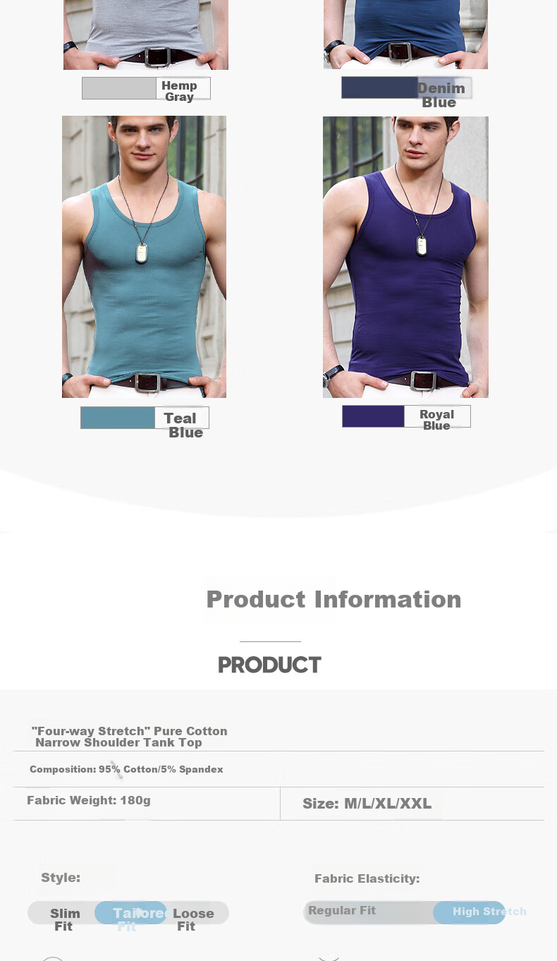 Jianyun Pure Cotton Tank Top, Men's Undershirt, Thin Sweat-Absorbing Vest, Breathable Sports Fitness Sleeveless Top 7