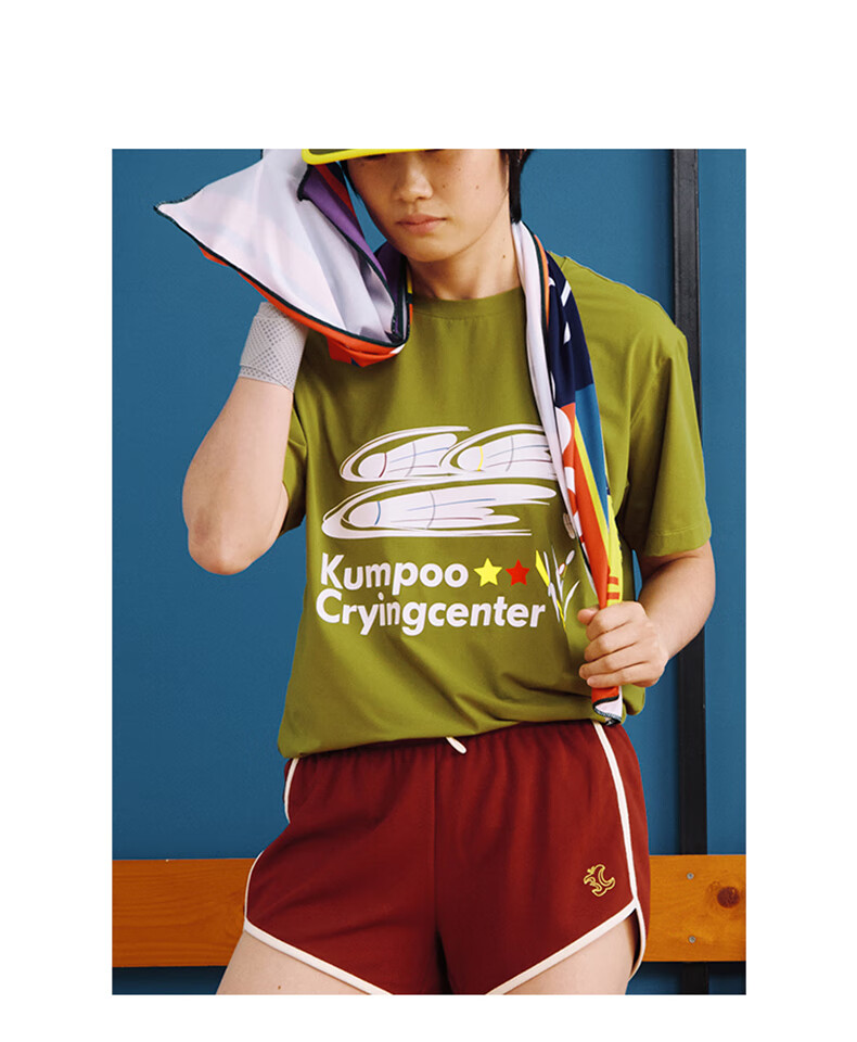 KUMPOO ACT251604 Unisex Badminton T-Shirt Crying Center Collaboration Series Short Sleeve Men's Gray Purple M 7