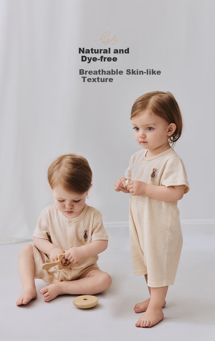 Babylove Baby Short Sleeve Romper Summer Thin Cotton Jacquard Breathable Bodysuit Newborn Infant Summer Outfit 1