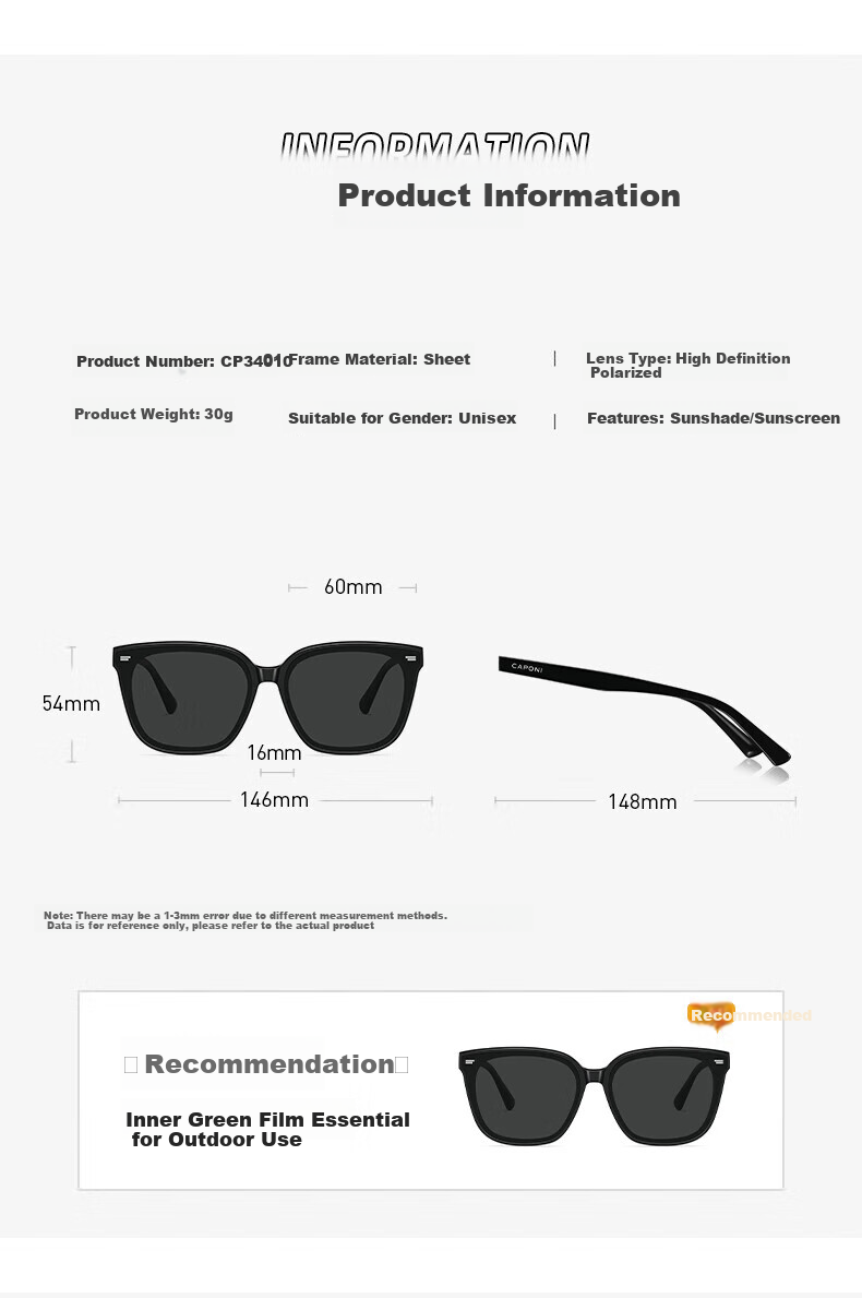 CAPONI Polarized Sunglasses Unisex 2026 New Driving Sun Glasses UV Protection Trendy 31