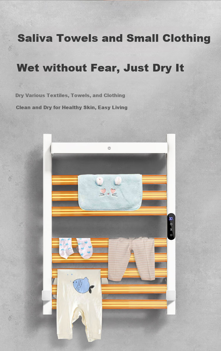 JD Original Warm Cloud SE No-Drill Electric Towel Rack, Carbon Fiber Heating, Bathroom Drying Storage Rack, Soft Mist White 7