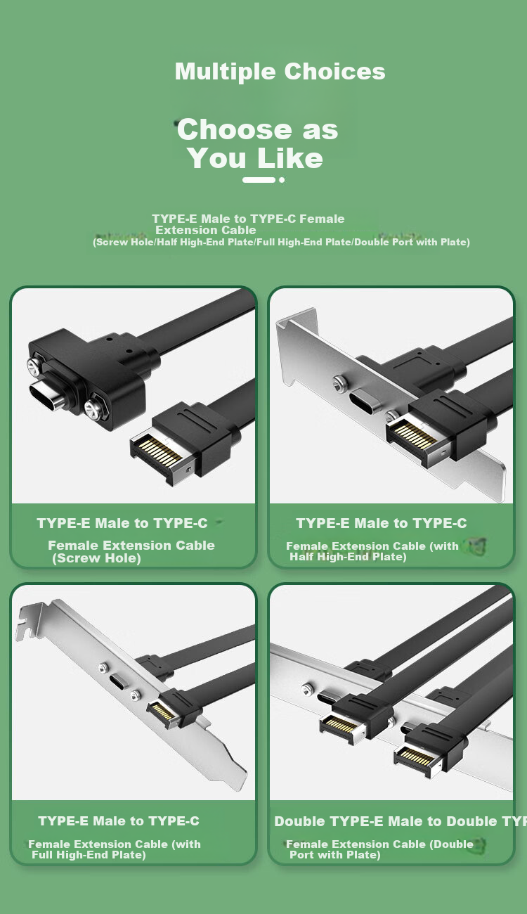 KELEPU Type-E Male to Type-C Female Extension Cable USB3.2 Motherboard Expansion Case Rear Panel Cable with Full Height Bracket, 50 Cm 5