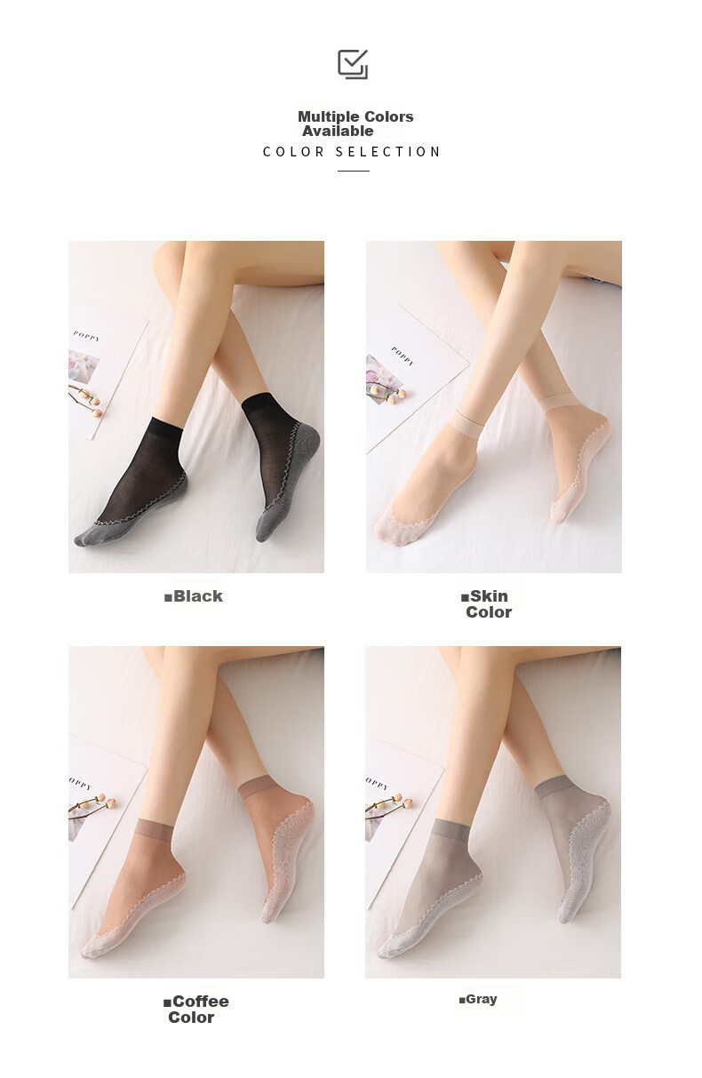 LangSha Women's Thigh-High Stockings, Spring And Summer, Non-Slip Sole, Sweat-Absorbing, Ultra-Thin, Anti-Snagging, Wear-Resistant, 7A Antibacterial, Nude And Transparent Mid-Calf Socks 12