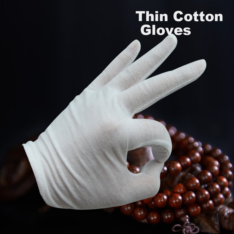 Minggu White Cotton Gloves for Ceremonial Use And Labor Protection, Pure Cotton White Gloves, 6 Pairs/Pack 2