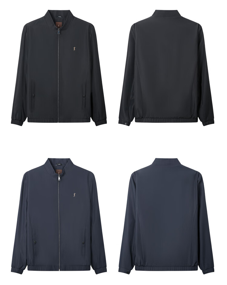 TRIES Men's Jacket Stand Collar Light Business Fashion Spring And Autumn New LOGO Embroidery Solid Color Lightweight Outerwear 12