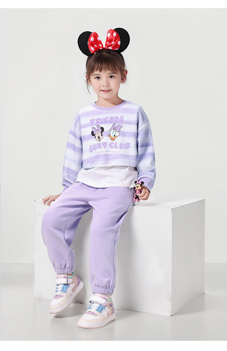 Disney Baby Girls' Two-Piece Set Sweatshirt and Sweatpants Casual Sportswear Spring Dreamy Purple 120cm 15
