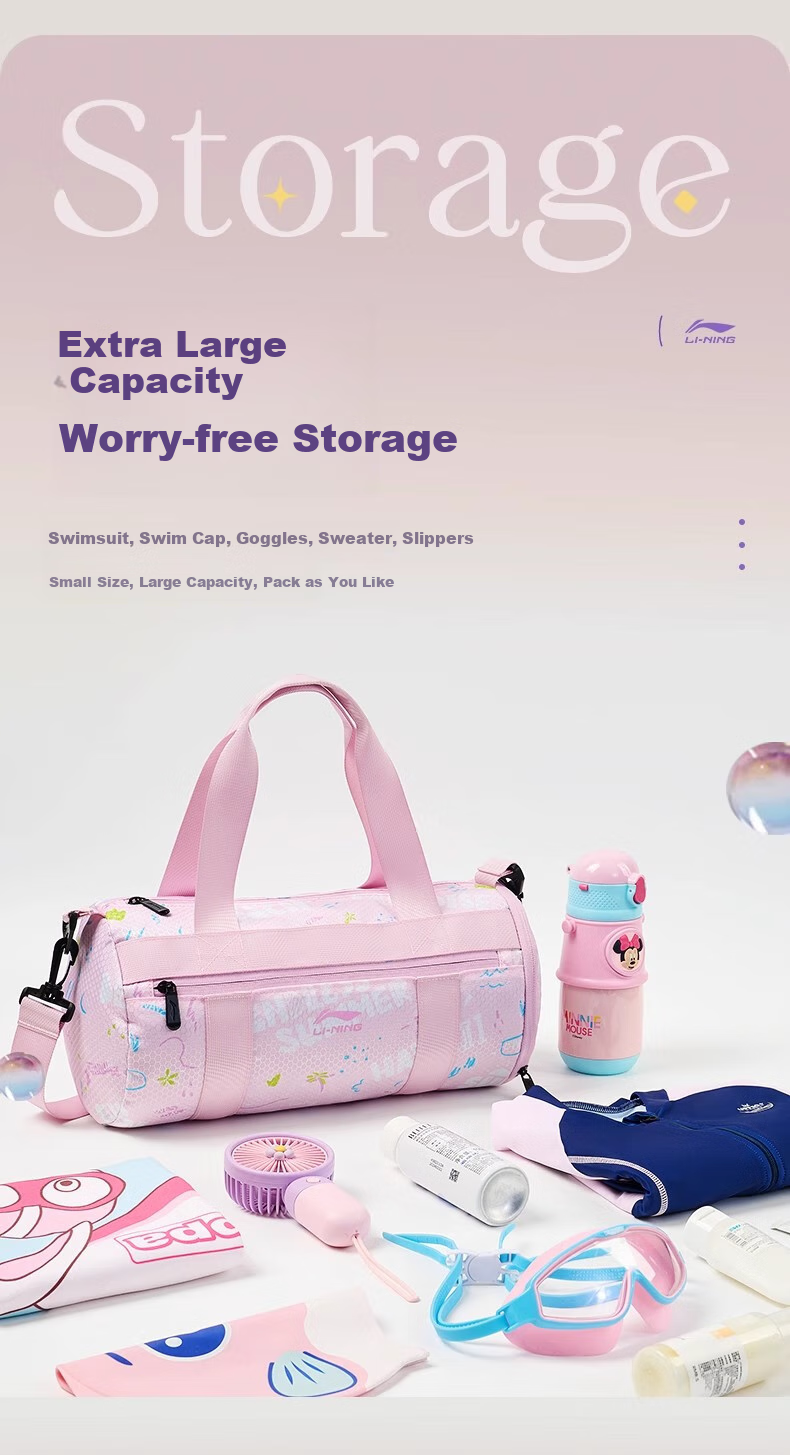 Li-Ning Children's Swimming Storage Bag, Wet And Dry Separation, Girls' Portable Shoulder Bag, Student Swimming-Specific Training Equipment Swim Bag 3