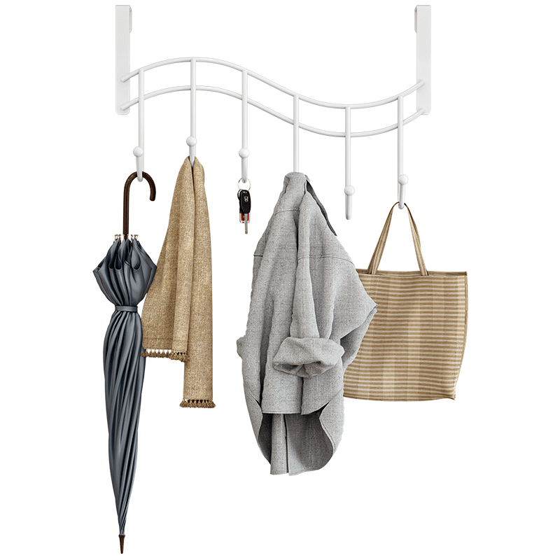 WoJia Door Hook No-Drill Over Door Clothes Rack Storage Hook Bedroom Kitchen Wall Mounted Organizer Clothes Hanger