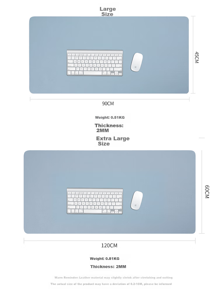 JPLAYER Mouse Pad, Extra Large Office Desk Pad, Laptop Mat, Keyboard Pad, Office And Home Writing Desk, Gaming Waterproof Mat, Leather, Dirt-Resistant, Customizable, Royal Blue, 120*60cm 3