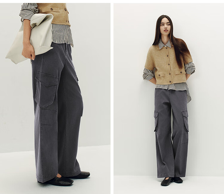 Semir [Mall Matching Style] X Marcus Collaboration Wide-Leg Pants for Women, Autumn Cargo Pants 101525127004 3
