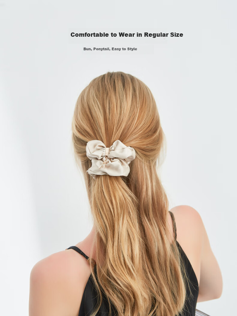 ELLE Silk Hem Hair Tie Elegant Women's Large Scrunchie Bun Hair Rope Gift 6