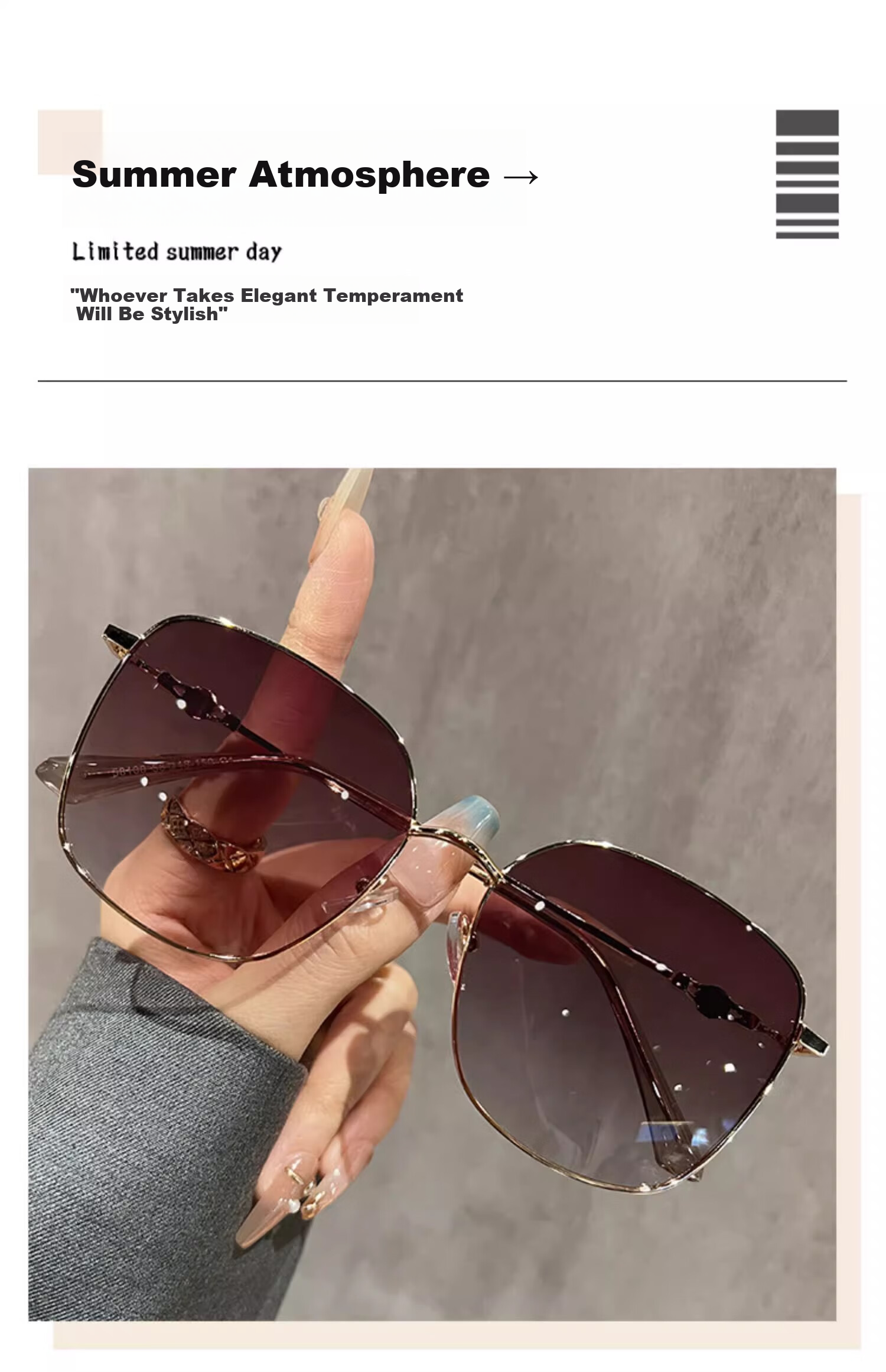Boshide Sunglasses, Large Frame Polarized Sunglasses with Gradient Brown Lenses, High-End Look, Face-Slimming Effect on Instagram, Gold Frame with Brown Lenses 1