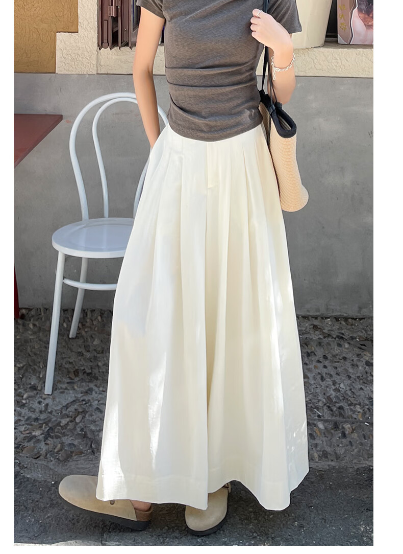 LangSha High-Waisted Casual Skirt Pants, Summer Lightweight Straight-Leg Draping Slimming Wide-Leg Pants, Flowing A-Line Skirt Casual Trousers for Wome 14