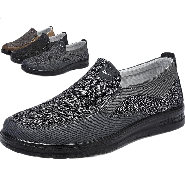 Кроссовки Warrior Official Slip-On Мужские, Осенние и Зимние Дышащие Папины Кроссовки, Обувь для Пожилых Людей, Повседневные Старопекинские Тканевые Кроссовки для Мужчин, Серые, Размер 42