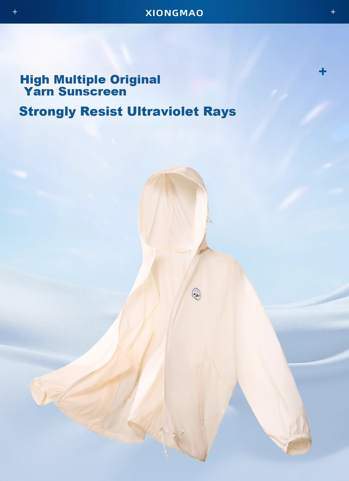 CAMEL Panda Outdoor Original Yarn Sun Protection UPF50+ Short A-Type Hooded Cooling Sun Protection Jacket, Size S 3