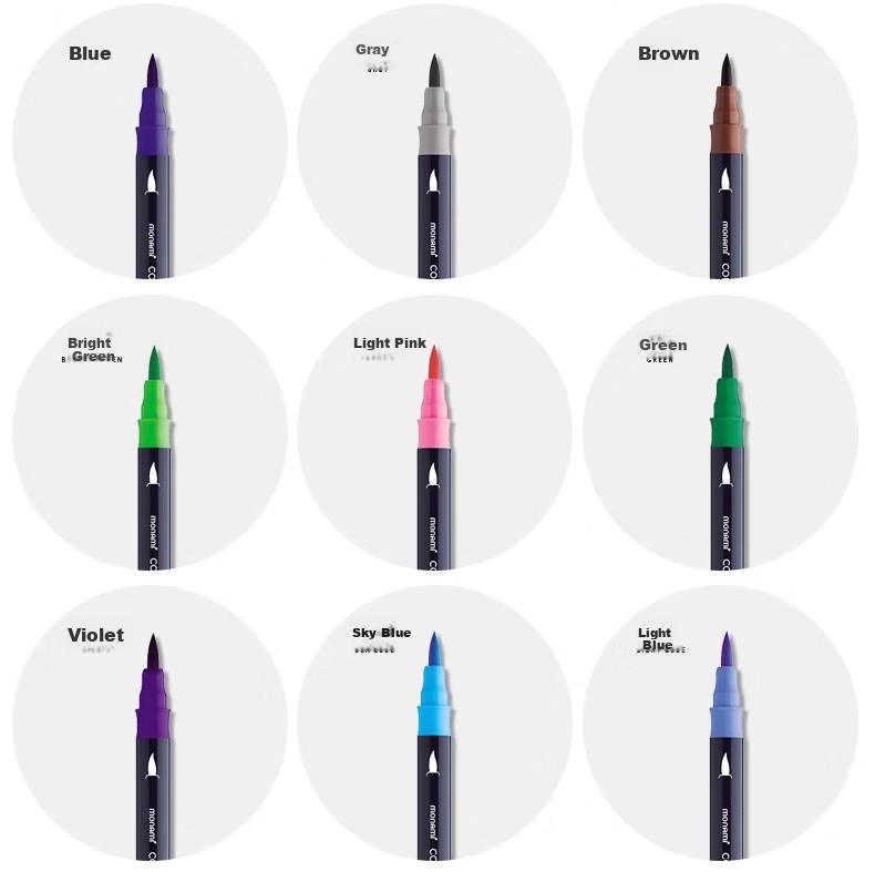 Monami Colorful Showy Brush, Soft Tip, Elastic Journal Brush, English Calligraphy Brush, Macaron 6-Color Set 04038Z06-DP Watercolor Brush 16