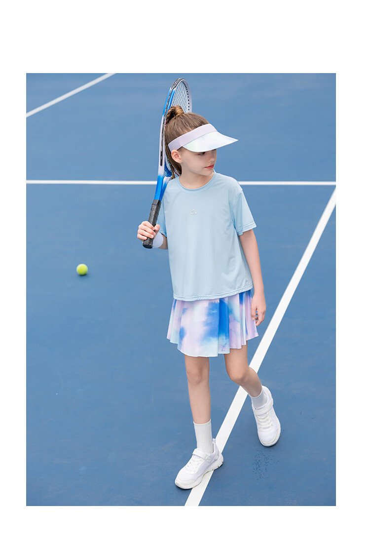 Qidong [Hanshuishuishui] UPF200+ Girls' Quick-Dry Sports Set, Summer Badminton Training Outfit, Purple, Size 160 10