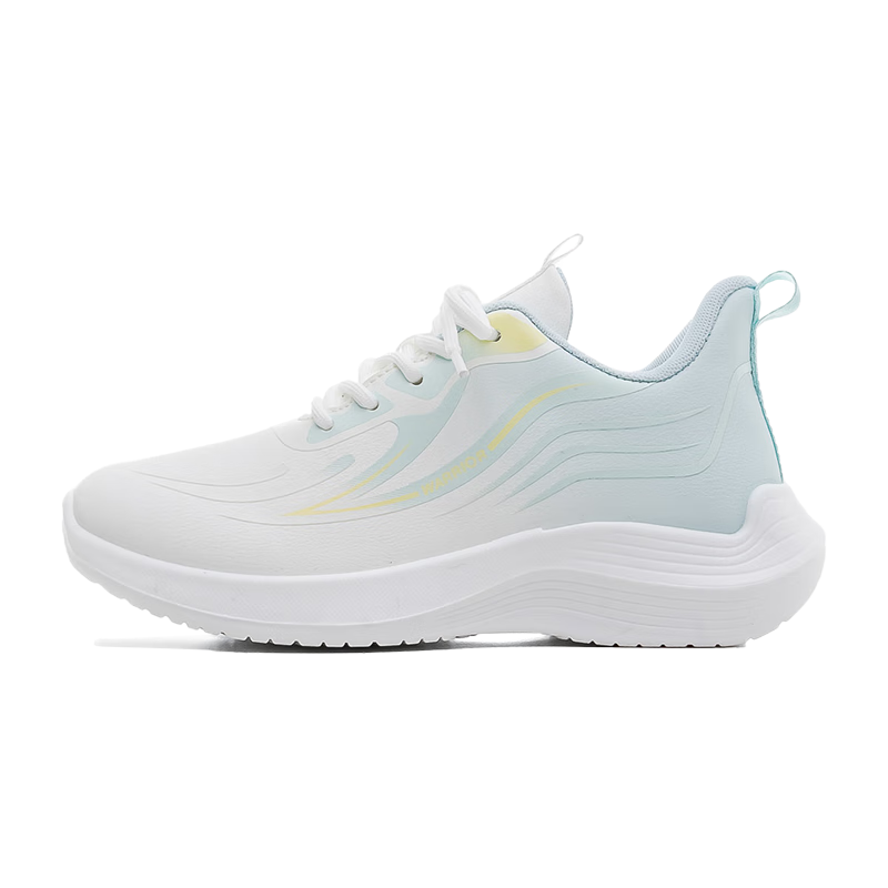 Huili Women's Leather Sneakers, Lightweight Casual Soft-Soled Shock-Absorbing Running Shoes WXY1550 White Blue 38