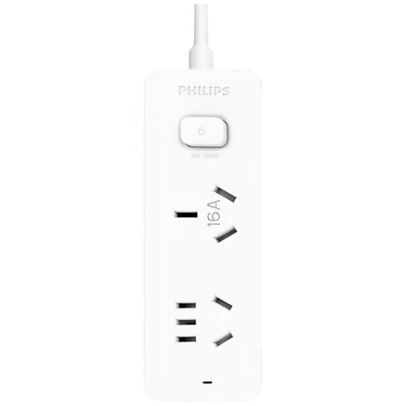 PHILIPS 16A High-Power Socket, 2 Outlets, 2.8 Meters, Specially Designed for Air Conditioners And Water Heaters, Power Strip/extension Cord/power Bar
