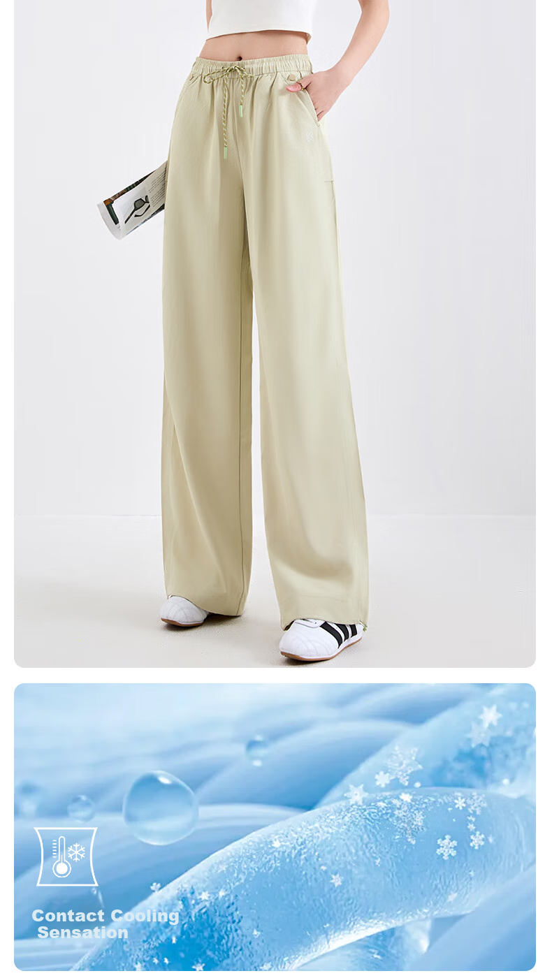 BOPRUIEY Women's Cargo Pants, Summer Style, Draping Quick-Dry, Elastic Ankle, Wide-Leg, Two-Way Wear, Casual Sports, Loose Straight-Leg Pants 9