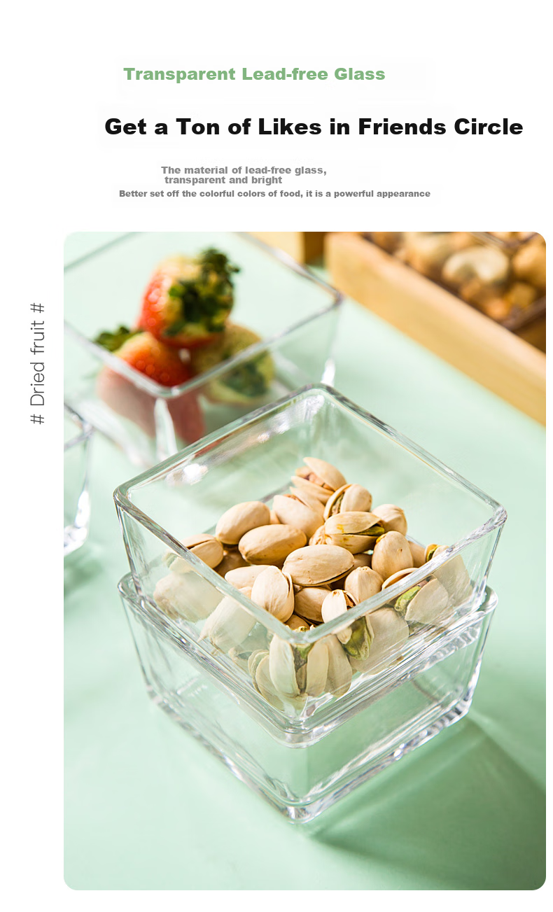 Youlaifu Dried Fruit Tray, Compartmented Fruit Plate, Home Living Room Snack Tray, Storage Box, Snack And Candy Tray, Glass Six-Compartment Plate 4