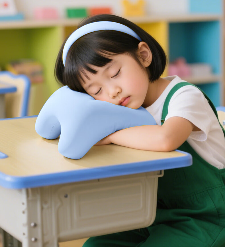 Mixiaoshu Nap Pillow, Face-Down Pillow for Primary School Students, Summer Ice Silk Face-Down Pillow, Classroom Desk Nap Pillow, Sleeping Aid for Childre 3