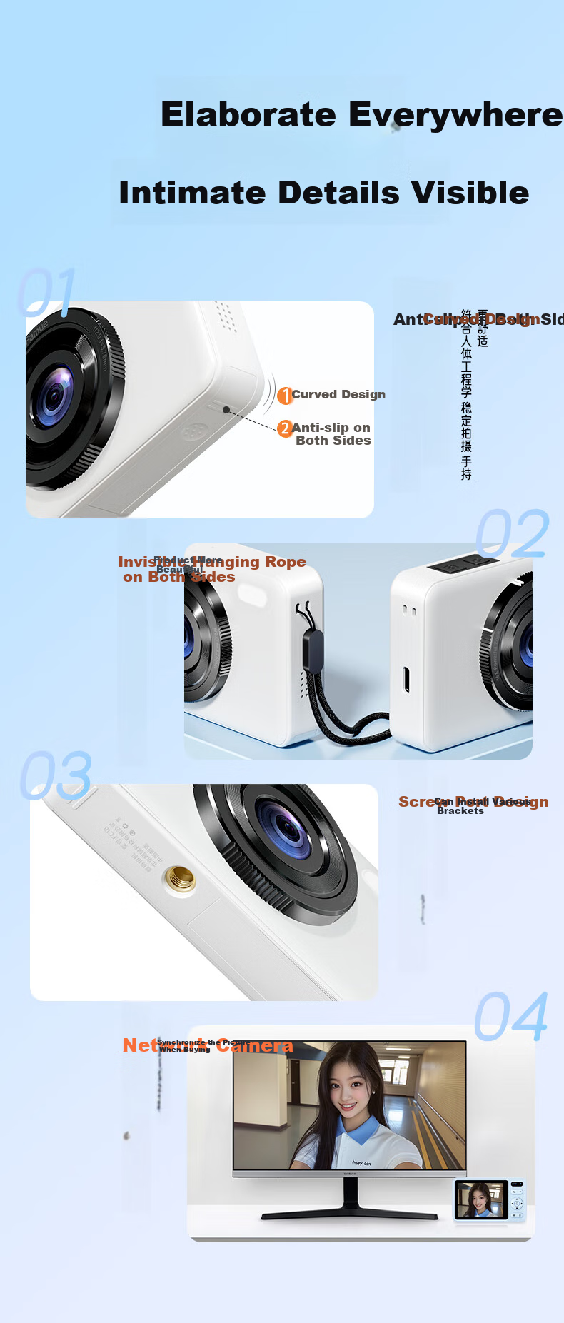 FAMUE Student CCD Camera with Front And Rear Dual Digital Cameras, Campus Retro Mini Alternative, High-Definition Vlog Camera Card That Can Transfer to Phone, Gift for Girlfriend, 32GB 13