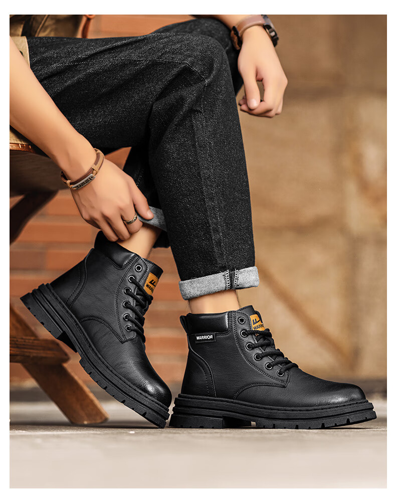 Warrior Men's Martin Boots 2025 Autumn Winter New British Style High-top Work Boots Brown 43 2022 22