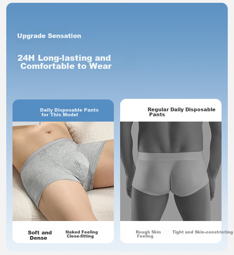 JD Original 7A Antibacterial Disposable Underwear for Men, Boxer Briefs, Smooth And Seamless, No-Wash Daily Disposable, for Business Trips, Travel And Vacations, 4-Pack, XXL Size 5