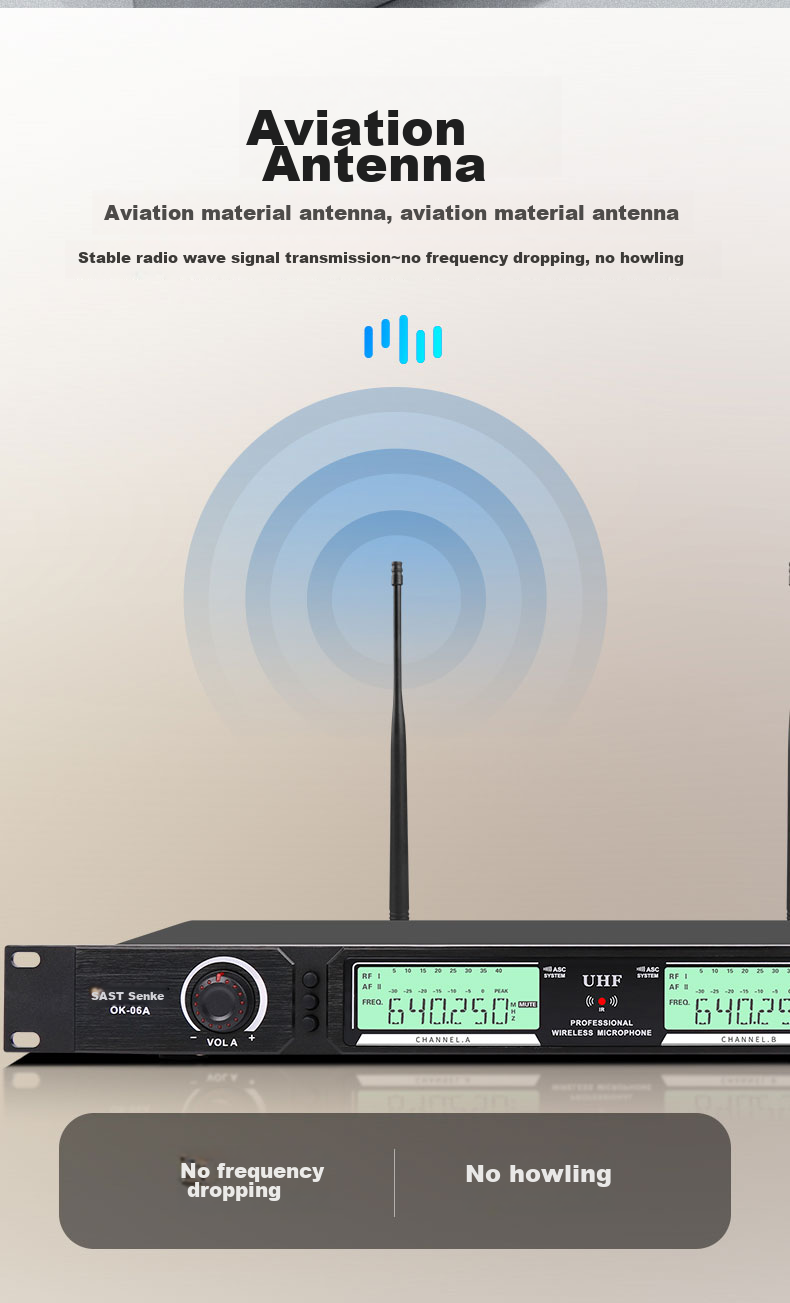 SAST OK-106 Wireless Microphone System, Dual-Channel UHF Wireless Microphones, Professional Karaoke Microphones for Home KTV, Stage Singing, Meetings, And Hosting 12