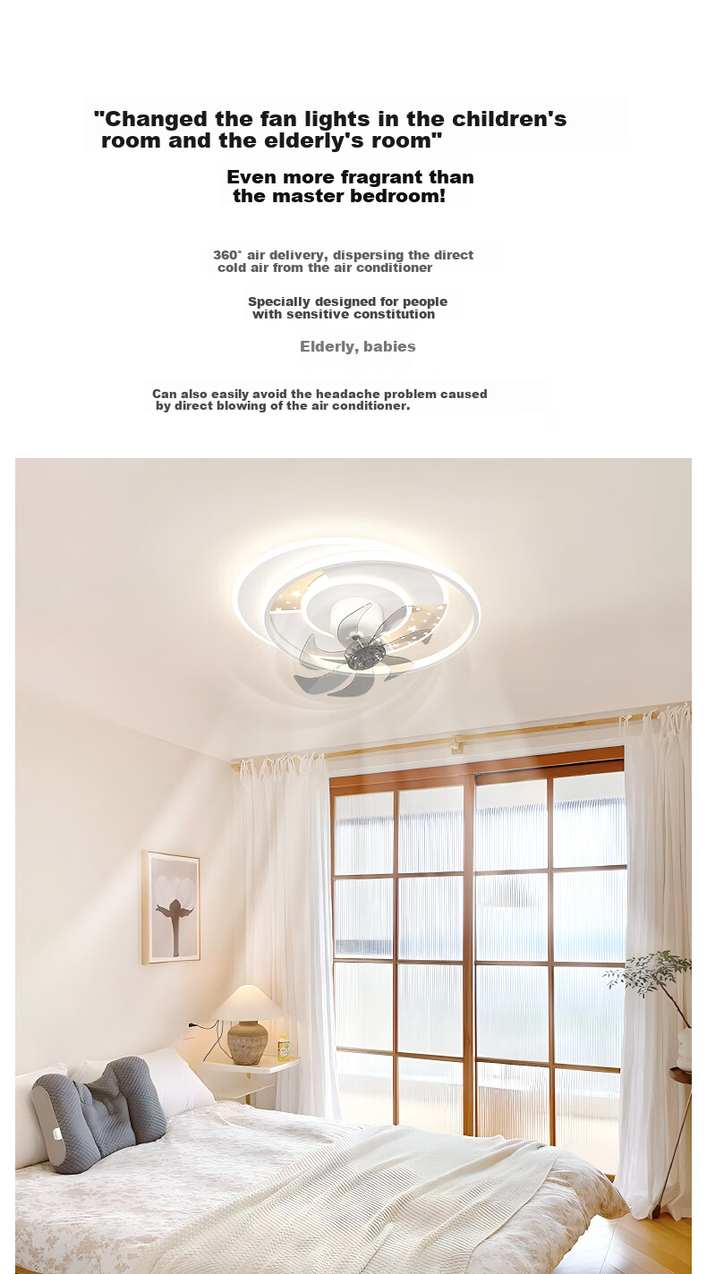 Zhangcheng LED Ceiling Fan Light, Integrated Bedroom And Dining Room Eye-Protecting Zhongshan Lighting Fixture with Installation Included 4
