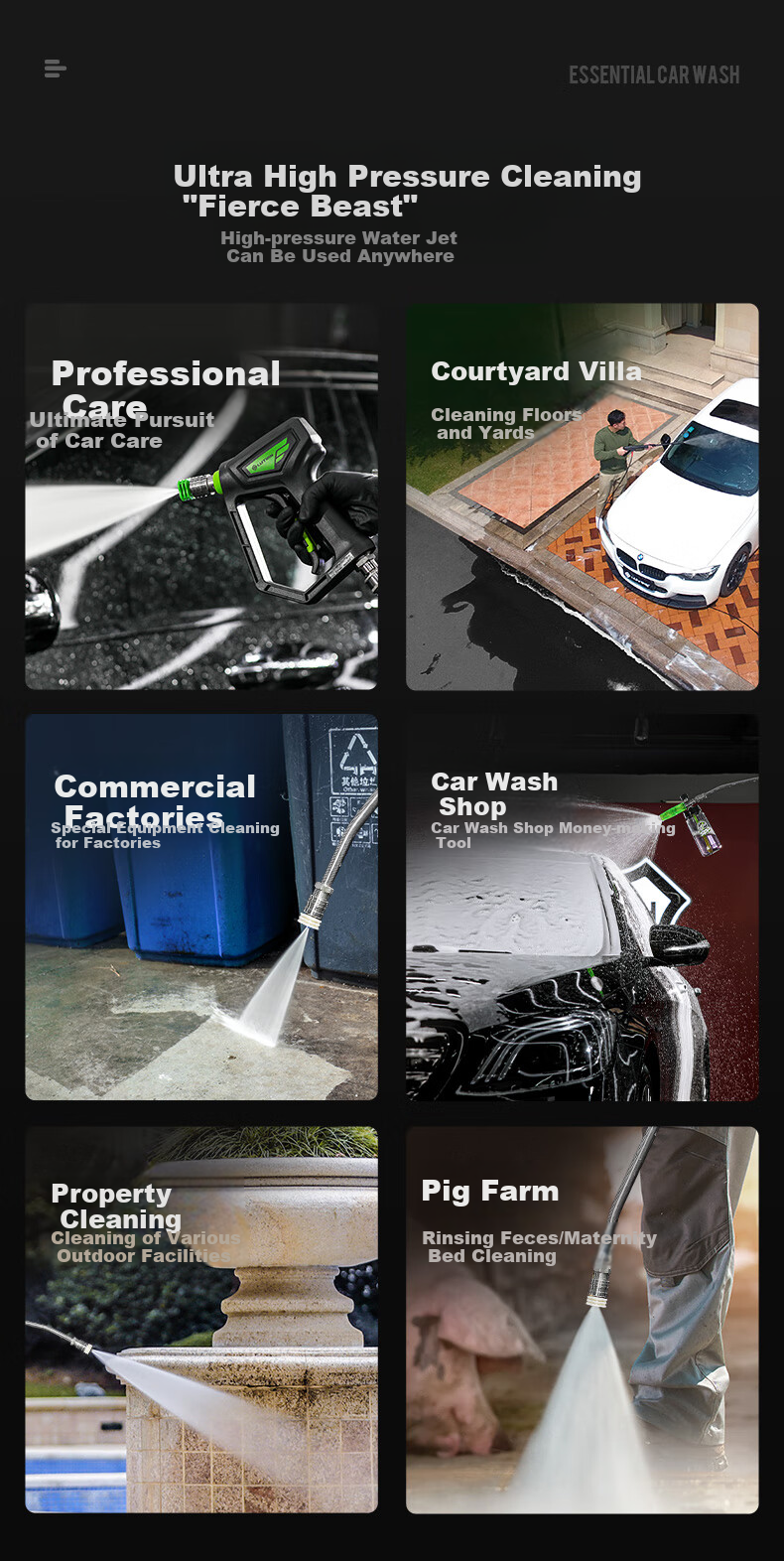 LUTIAN Commercial Industrial Car Wash Machine, High-Power High-Pressure Water Pump, Powerful Cleaning Machine, 220V Flushing Water Gun, Giant Wave PRO 4