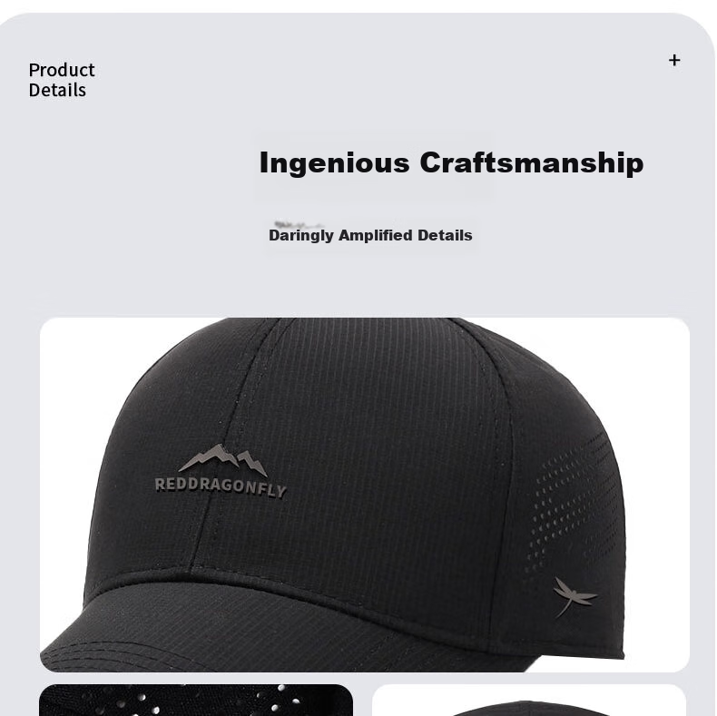 RED DRAGONFLY Baseball Cap for Men And Women, Spring And Summer Sun Protection, Quick-Drying Mesh Breathable Hat, Face-Slimming Visor Cap 26