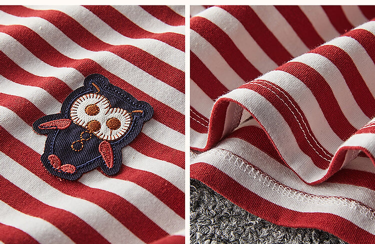 Demna【Striped Liberal】Spring and Autumn Loose Contrast Color Long Sleeve T-shirt Women Cute Patch Embroidery Concealed Flesh Women's T-shirt 4