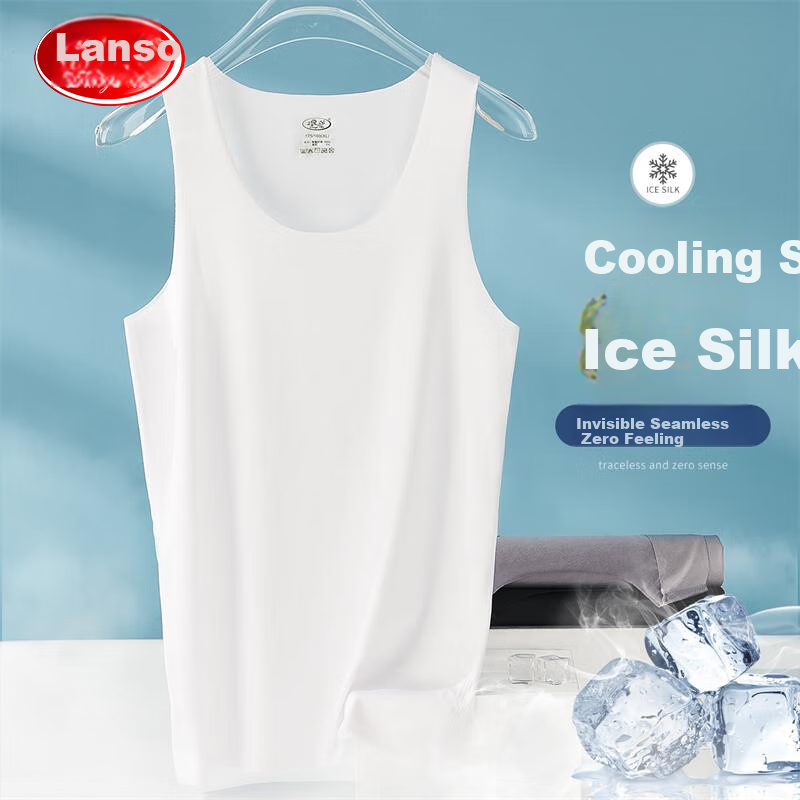 LangSha Children's Tank Top, Boys' Youth Summer Thin Seamless Ice Silk Cool Vest, High School Students' Inner Wear Undershirt