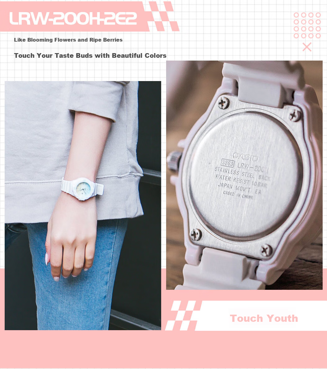 Casio Watch for Women Students, Exams, Children's Analog Watch, Luminous, Sports, Waterproof, Quartz Watch for Men And Women LRW-200H 15