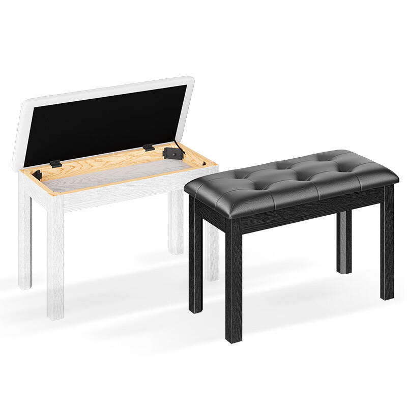 Betsy Piano Bench Electric Piano Bench with Music Storage Box Solid Wood Legs Electronic Keyboard Professional Bench Universal Black Double Piano Bench
