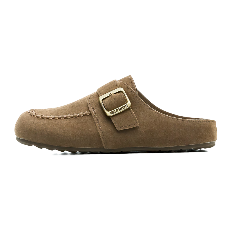Warrior Women's Buckle Shoes, Slip-on Slippers, Casual Lazy One-footed Shoes WXP2287 Coffee Color Size 38