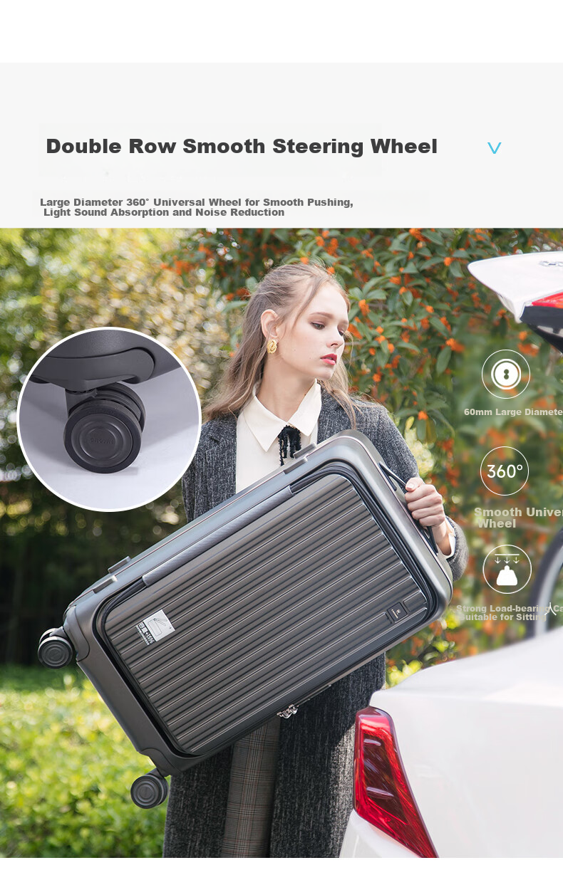 CROWN Side-Opening Suitcase, Aluminum Frame, Large Capacity, Summer Travel Luggage, 5292, Blue, 28 Inches, Requires Check-I 8