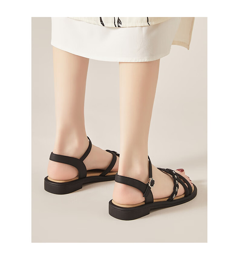 Daphne Women's Flat Low Heel Commuter Sandals Lightweight Casual Comfortable Single Strap Beach Sandals White Size 39 11