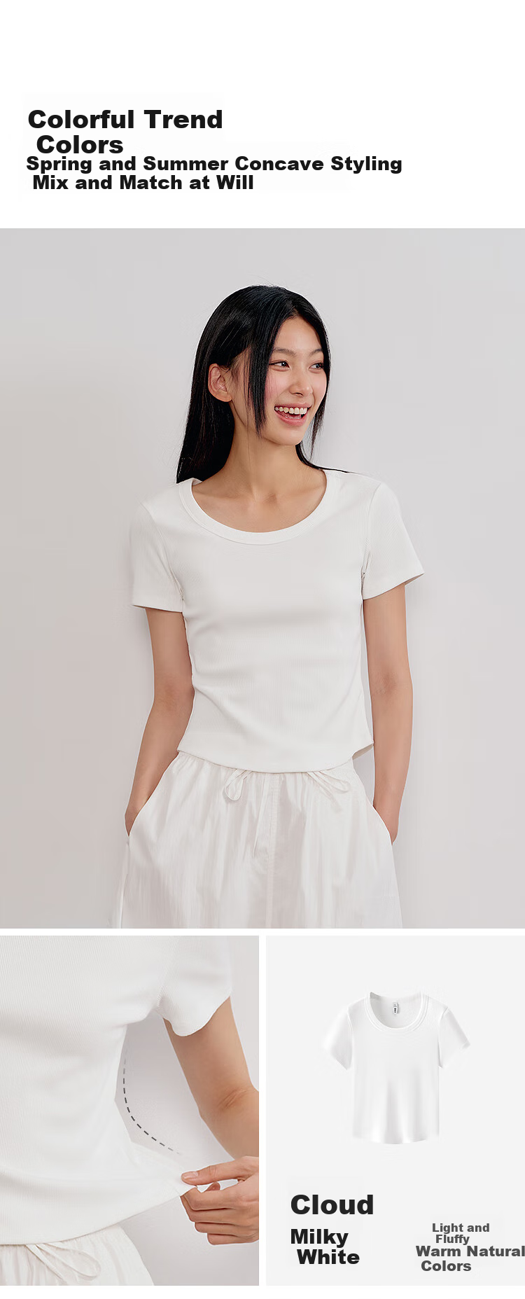 Semir Women's Short-Sleeve T-Shirt, Summer Cropped Fitted Round Neck Regular Shoulder Top 101325100006 4