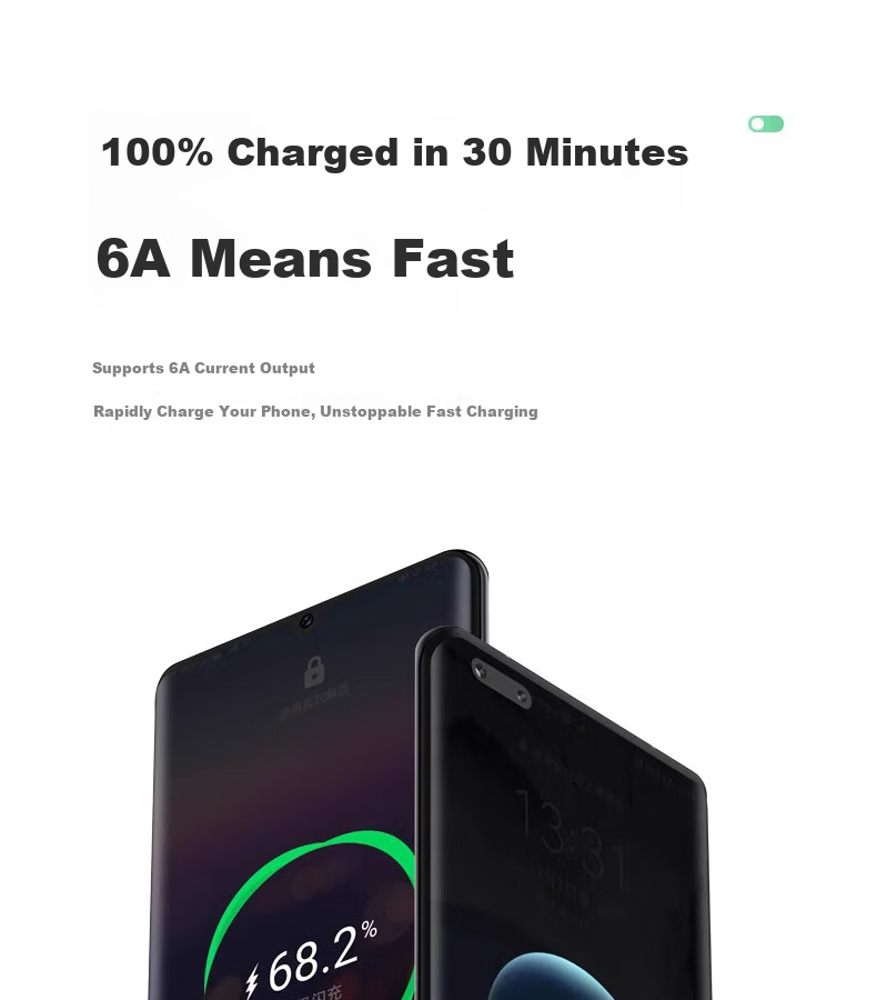 Nengshi Type-C Data Cable, 6A Charging Cable, 100W Fast Charging, Suitable for Huawei, Honor, OPPO, Xiaomi, 66W Android Phones, USB-C Fast Charging Cable, 0.25 Meters White [Two-Pack] 4