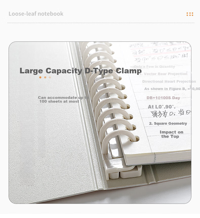Wengu Loose-Leaf Notebook A5/44 Pages Detachable Plastic Clip Notebook, Fresh And Stylish High-Quality Notebook Simple Journal for College Students Writing And Note-Taking FPHY003(A5) Blue 4